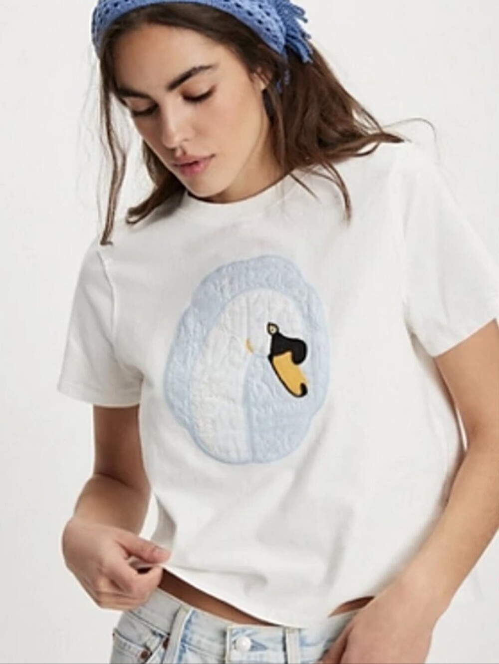 Tricia Fix x Free Peopy Eyelet Animal Tee Swan - Picture 1 of 7
